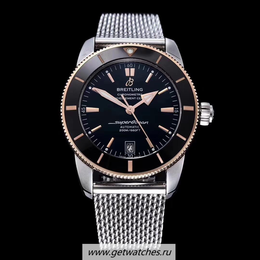 Shop Breitling S*perocean Heritage II 42mm GF SS & Rose Gold Black Dial 2824