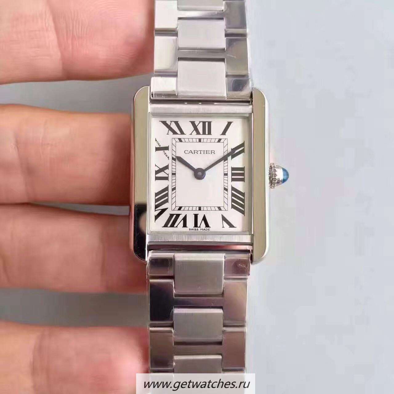 High Quality Ca*t1er Tank Solo Ladies W5200013 24mm x 31mm TWF SS White Dial Quartz