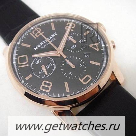 Shop Montblanc Timewalker Chrono Rose Gold Rose Gold Markers Black Dial 7750