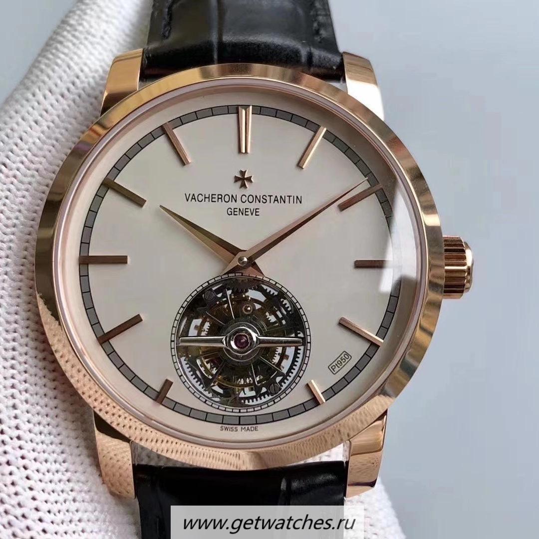 Fake Vacheron C0nstan1n Traditionnelle Tourbillon 6000T AXF Rose Gold White Dial Tourbillon