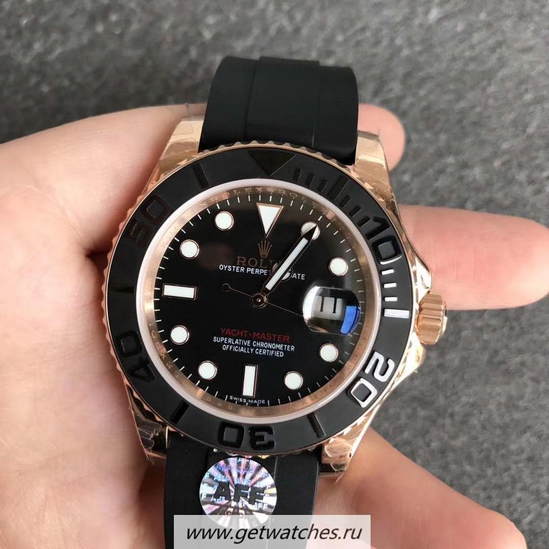 Copy R01ex Yacht-Master 40 116655 SATS AFF Rose Gold Black Dial 2836